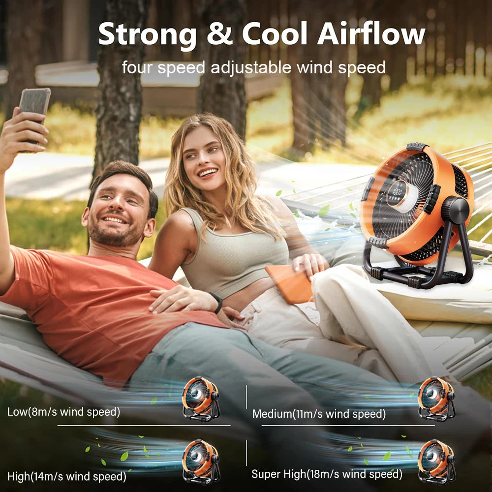 Camping Fan 20000mAh Rechargeable Portable Outdoor Camping Fan Wireless Tent Ceiling Fan with LED Light Camping Air Circulator