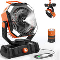 30000mAh Battery Powered Orange Misting Fan for Outdoor Beach Tent - Portable Battery Operated Tent Air Conditioner For Camping Fan Rechargeable