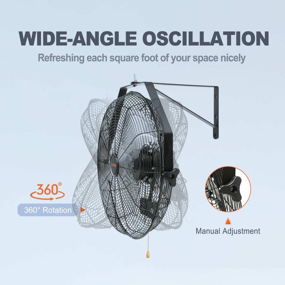 SucceBuy Wall Mount Fan High Velocity Waterproof Oscillating Industrial Wall Fan for Warehouse Greenhouse Patio ETL Listed